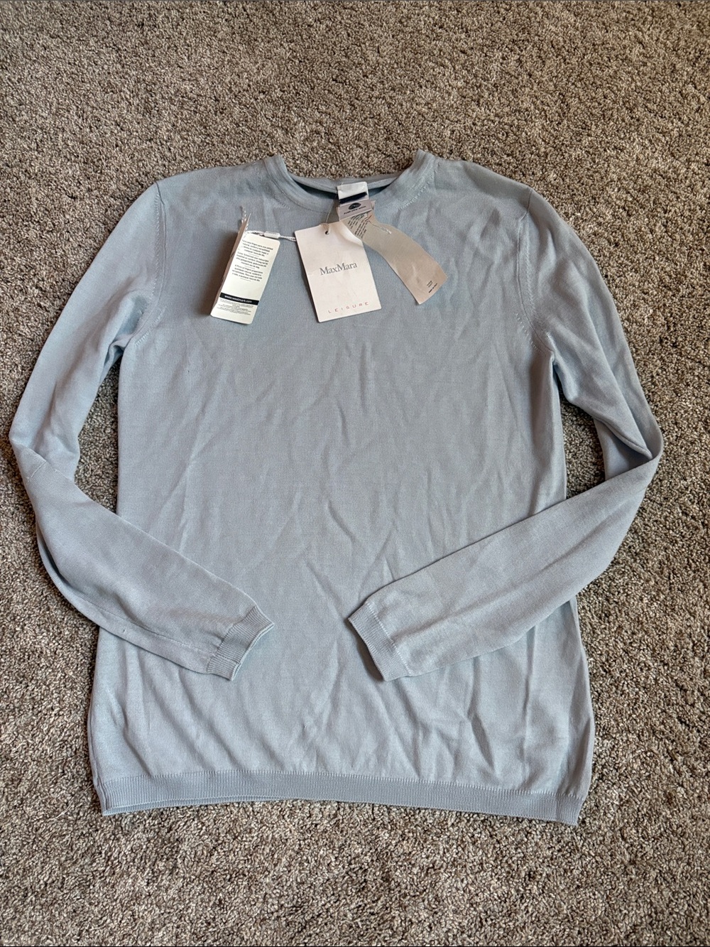 MaxMara Light Blue Crewneck Women's Sweater